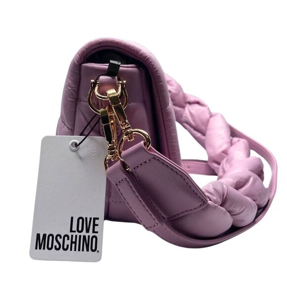 NWT LOVE MOSCHINO LILLA BORSA QUILTED CROSSBODY PUFFER BAG - Picture 5 of 13